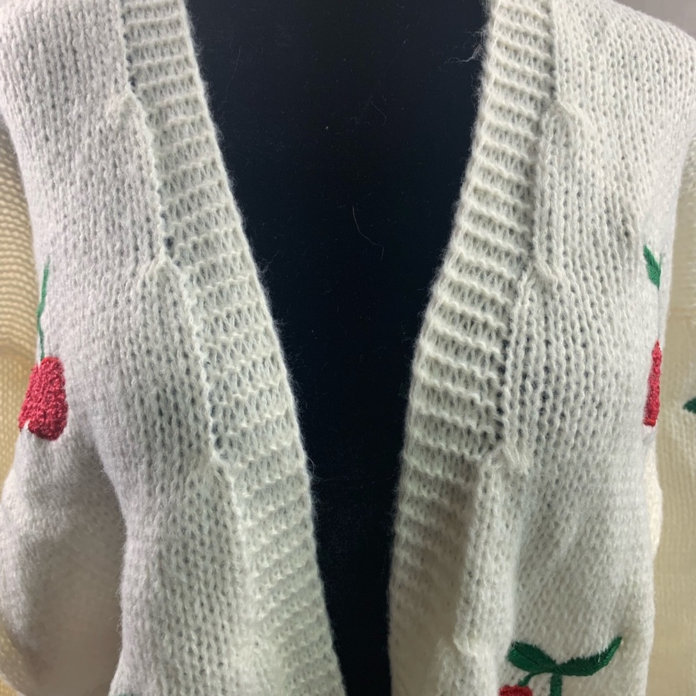Cherry Embroidery Lantern Sleeve Cardigan - Picture 8 of 8